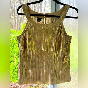 New Direction M Gold metallic layered Special Occasions tank w/back keyhole.